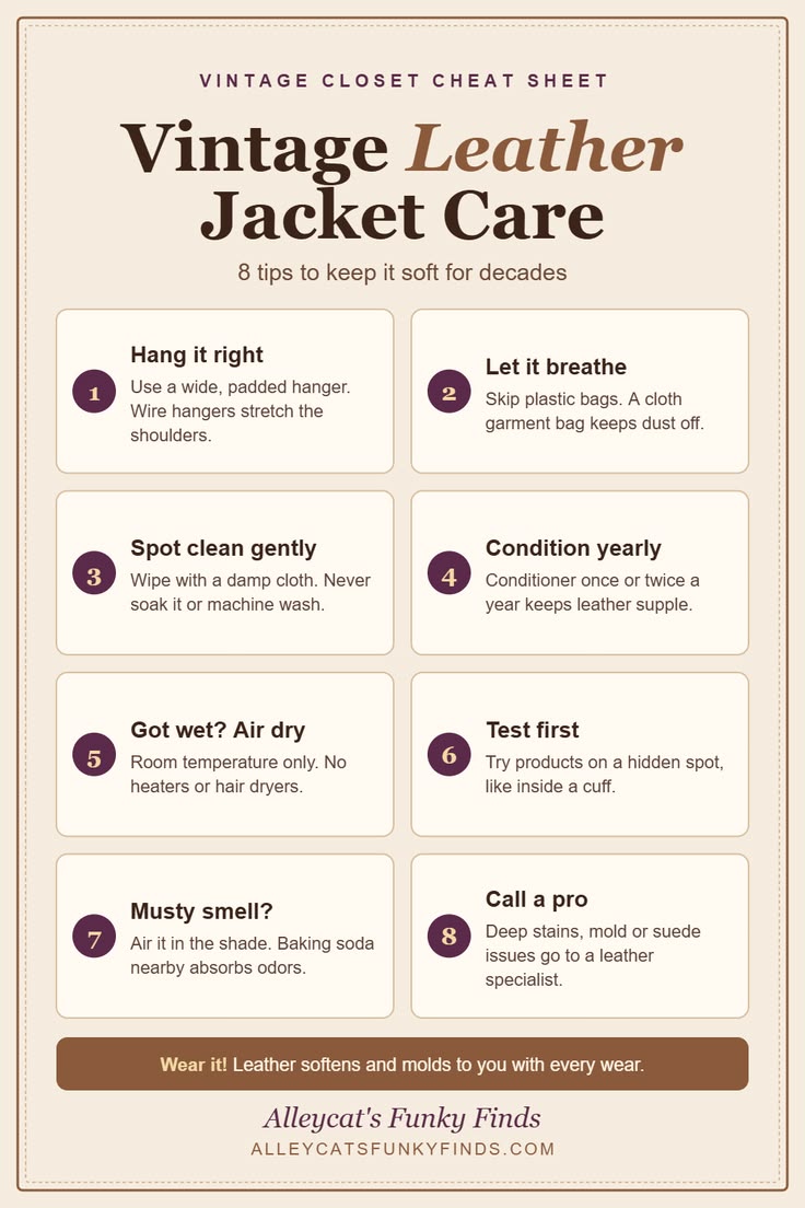 How to care for a vintage leather jacket - Alleycat's Funky Finds