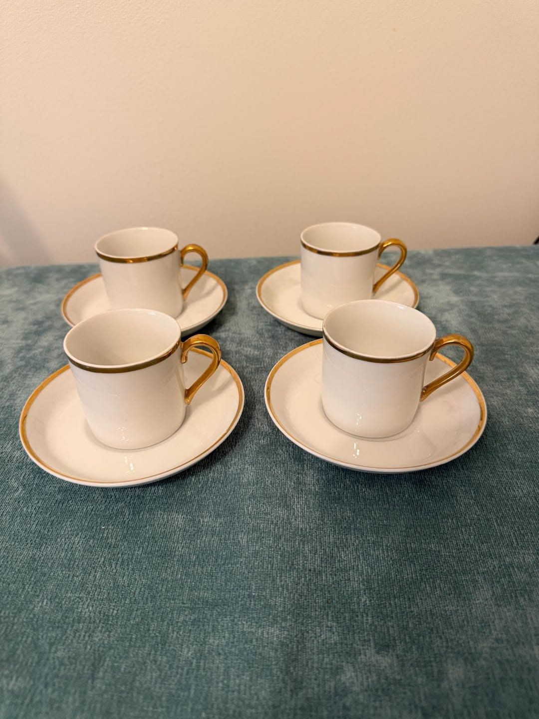 Vintage cup and saucer set with gold rims