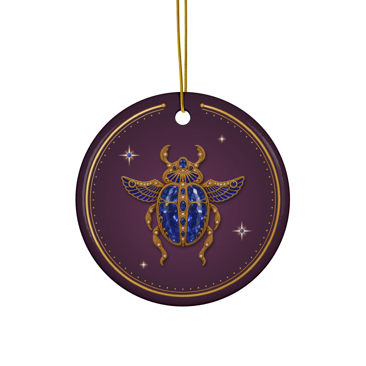 Personalized Christmas Ornament, September Birthstone Gift, Sapphire Scarab Keepsake Ornament 2026, Custom Name & Year, Gift for Mom