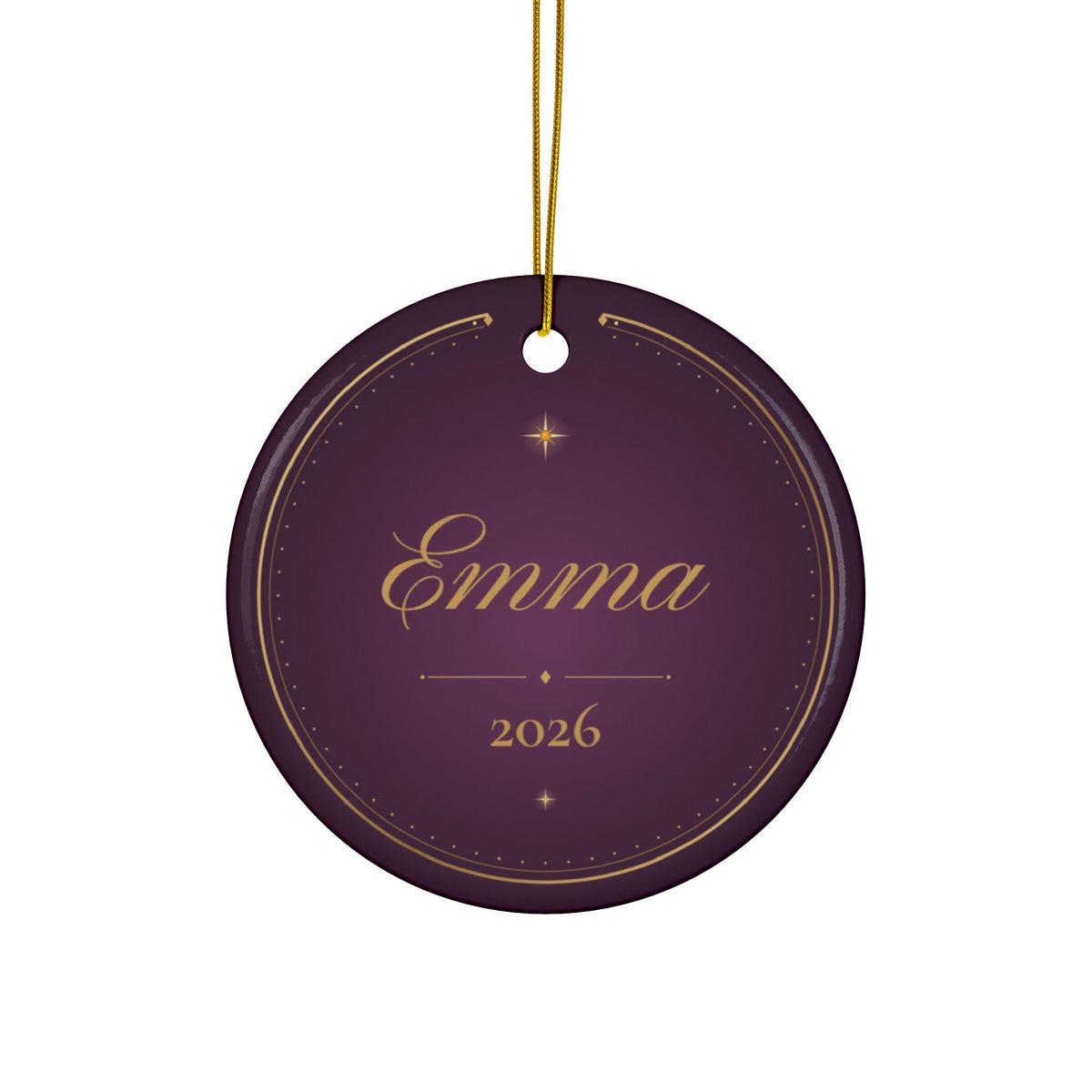 Personalized ceramic Christmas ornament with jeweled citrine honeybee, November birthstone, view 4