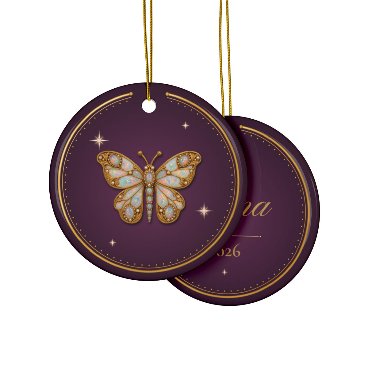 Personalized Christmas Ornament, October Birthstone Gift, Opal Butterfly Keepsake Ornament 2026, Custom Name & Year, Gift for Mom