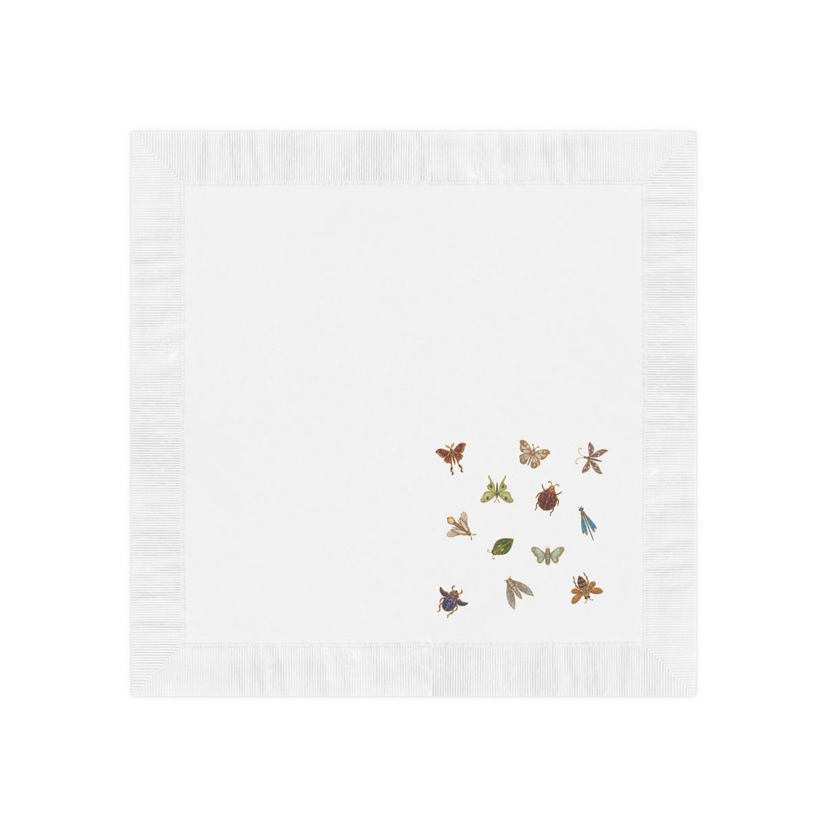 Paper cocktail napkins with vintage brooch-style butterflies, moths, bees and dragonflies, view 4