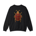 January birthstone sweatshirt with jeweled garnet ladybug brooch art and personalized monogram, view 3