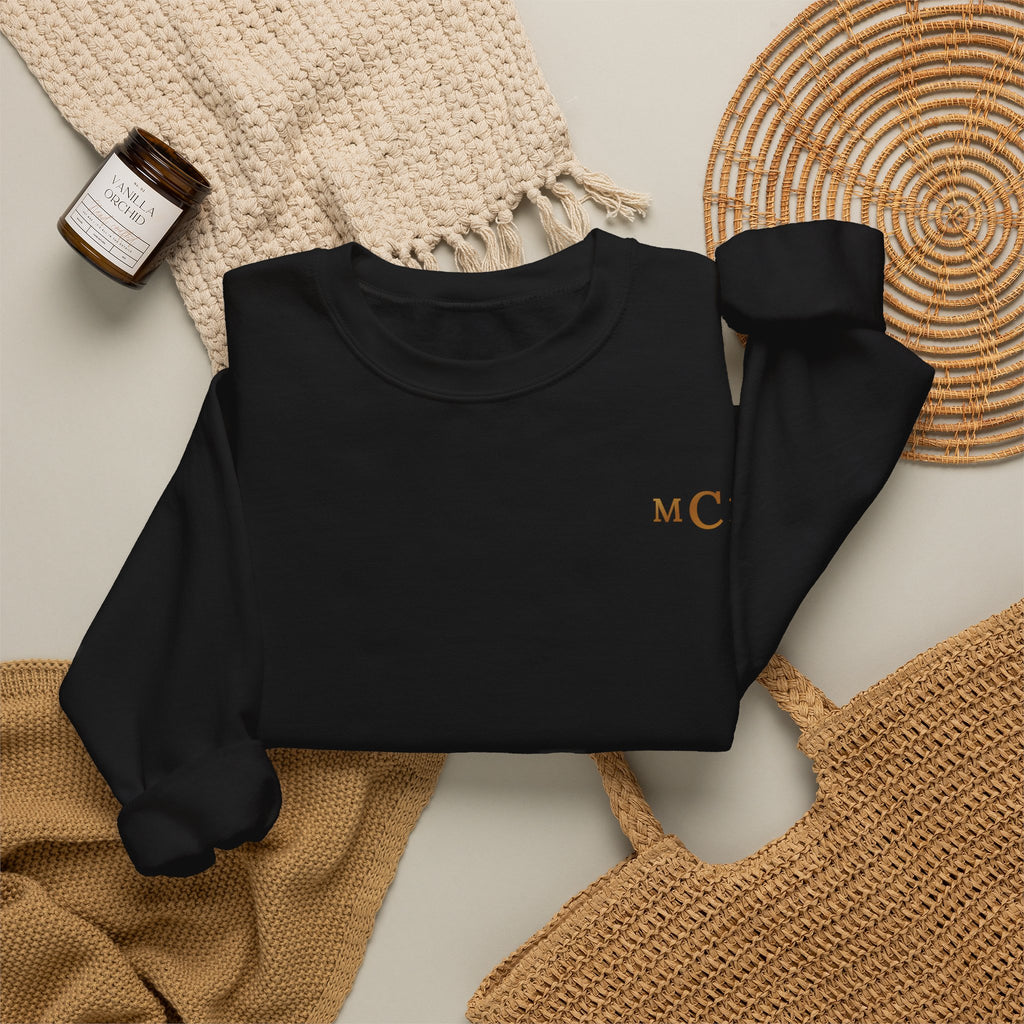 March birthstone sweatshirt with jeweled aquamarine hoverfly brooch art and personalized monogram, view 6