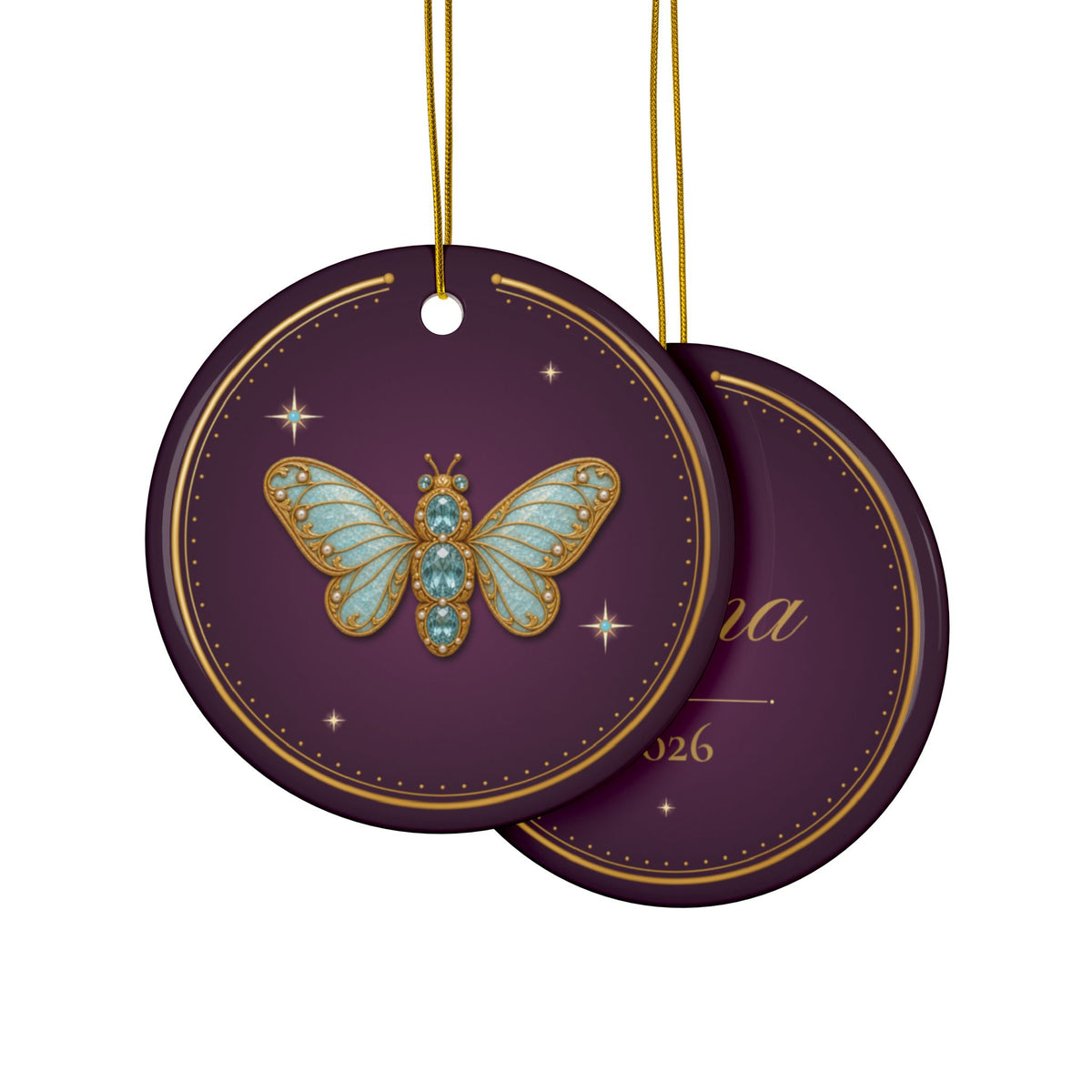 Personalized Christmas Ornament, March Birthstone Gift, Aquamarine Hoverfly Keepsake Ornament 2026, Custom Name & Year, Gift for Mom