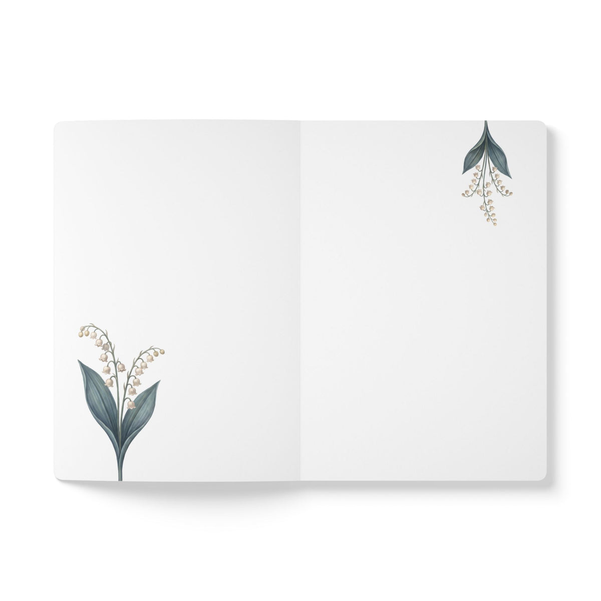 May birth flower journal with lily of the valley oil painting art and lace border on a teal cover, view 5