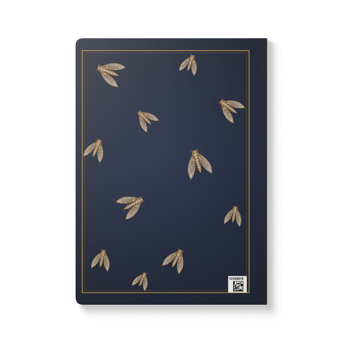 Jeweled diamond cicada journal with vintage brooch art on a navy cover, April birthstone gift, view 3