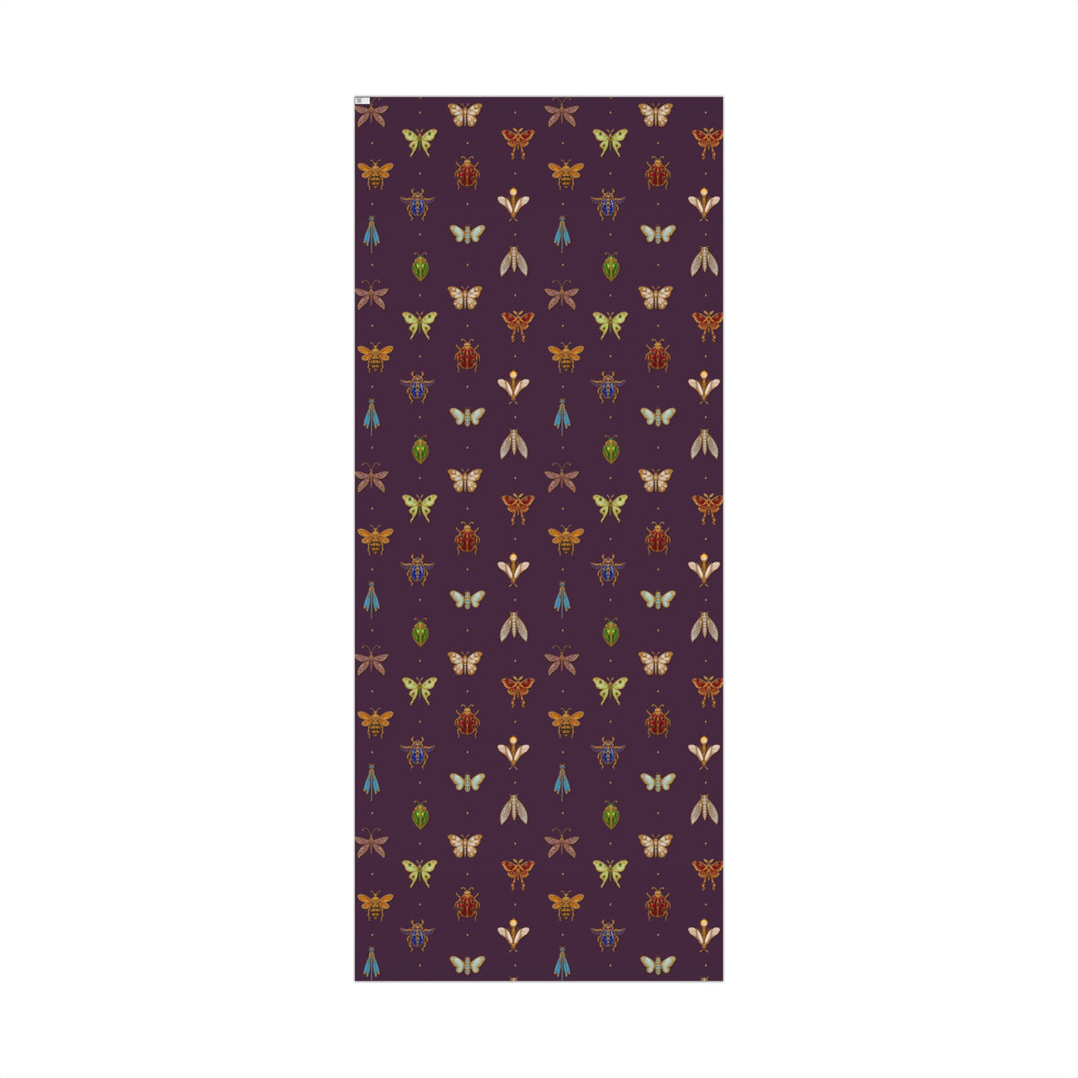 Jeweled Insect Wrapping Paper, Deep Plum Gift Wrap, Vintage Brooch Bug Pattern, Luxe Holiday & Bridal Shower Wrap