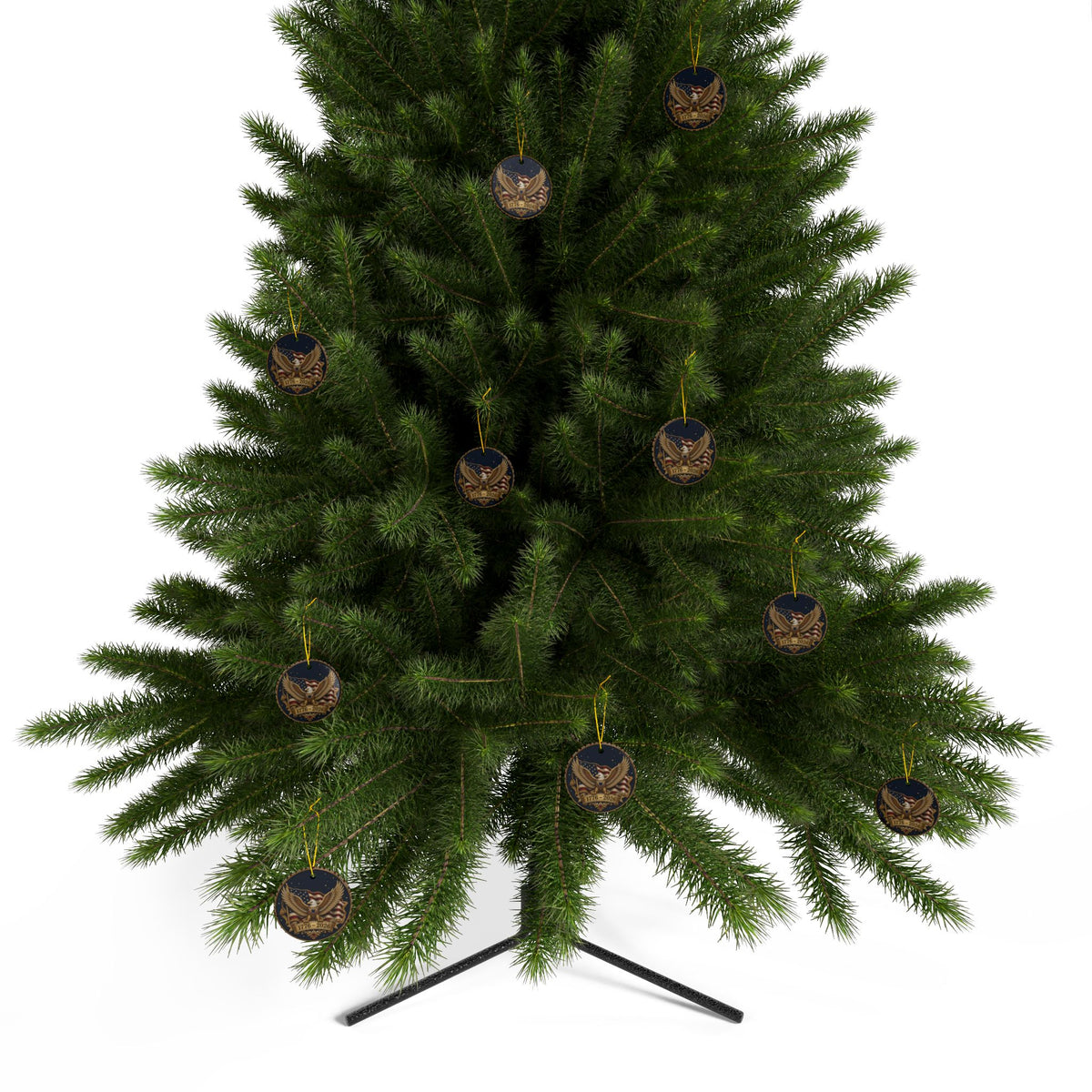 America 250 Ornament 1776 2026, Jeweled Gold Eagle and Flag Christmas Ornament, Navy Patriotic Ceramic Ornament, 250th Anniversary Gift