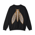 April birthstone sweatshirt with jeweled diamond cicada brooch art and personalized monogram, view 3