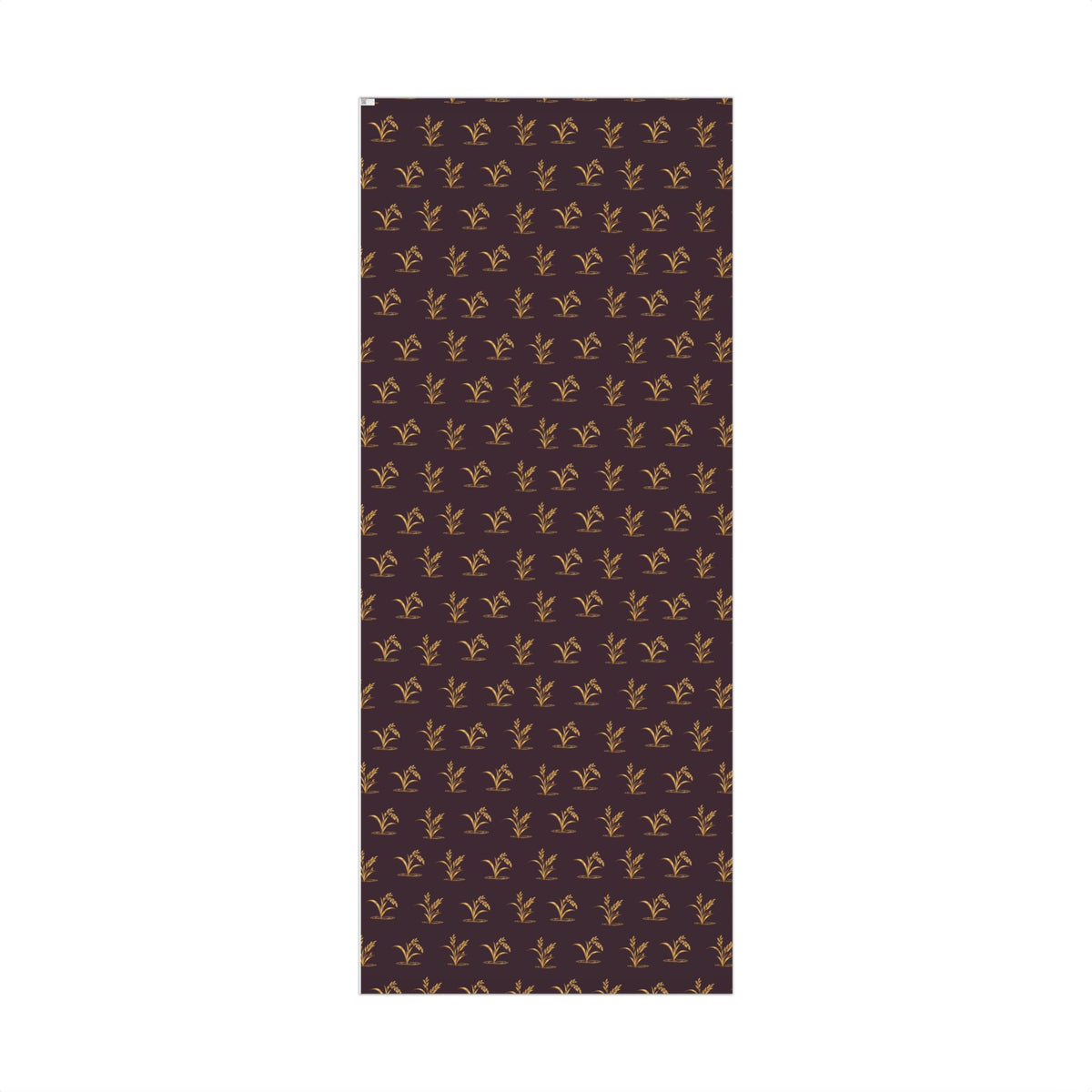 Elegant holiday wrapping paper with gold reeds and ducks on deep plum, view 4