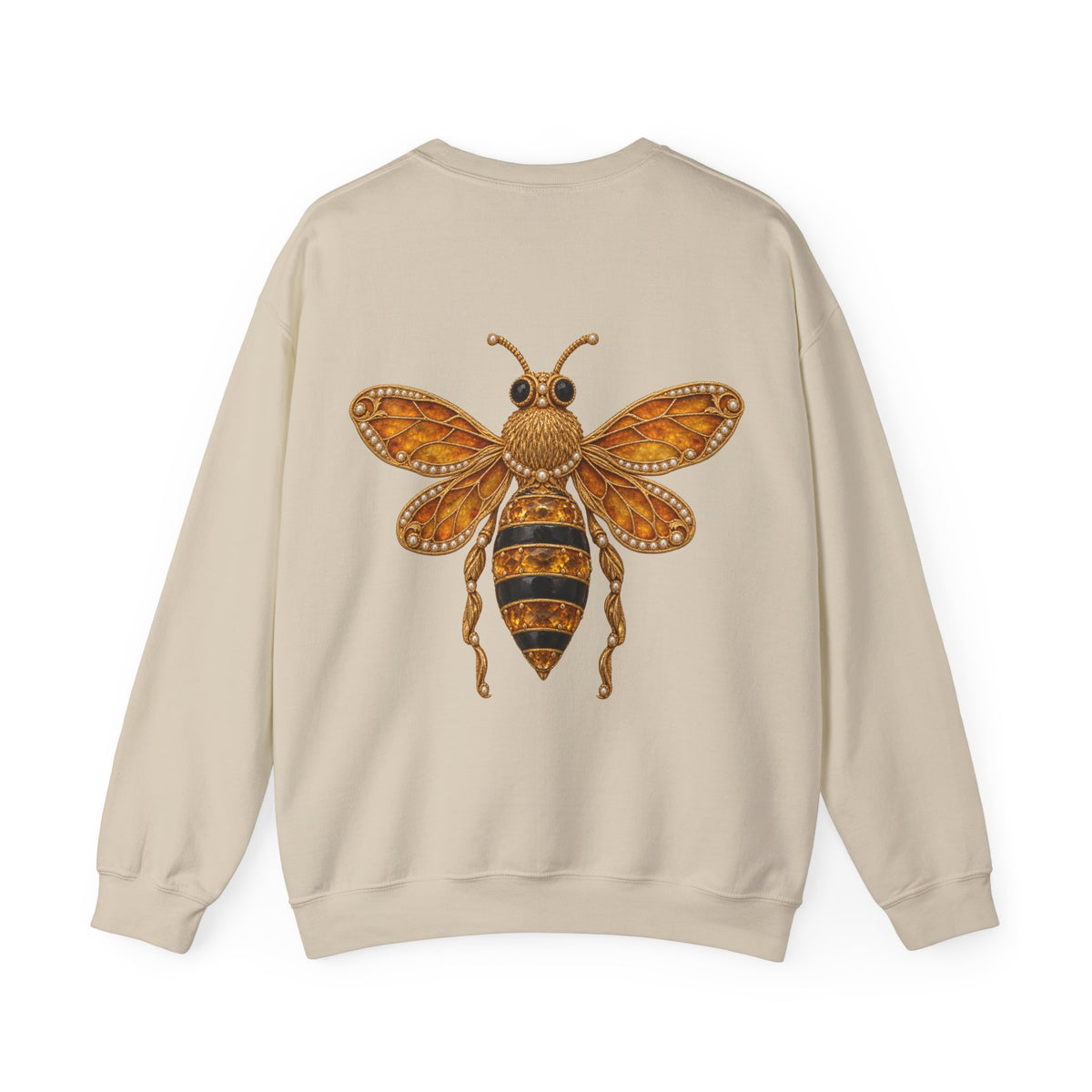 November birthstone sweatshirt with jeweled citrine honeybee brooch art and personalized monogram, view 2