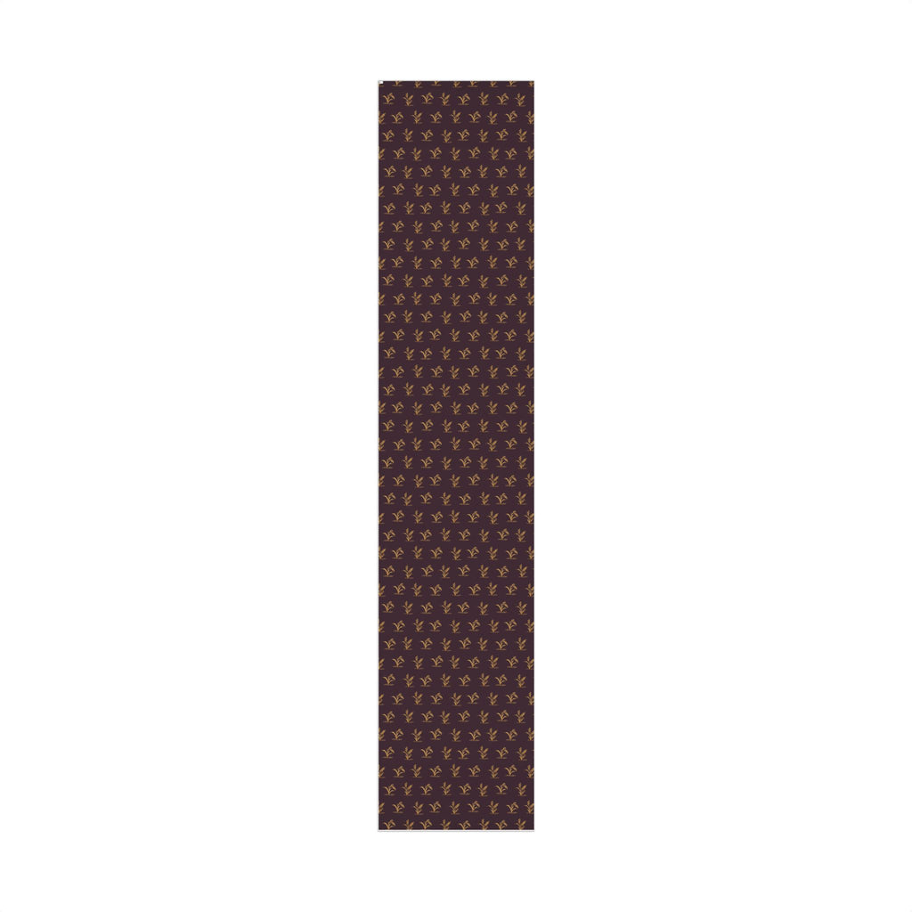 Elegant holiday wrapping paper with gold reeds and ducks on deep plum, view 2