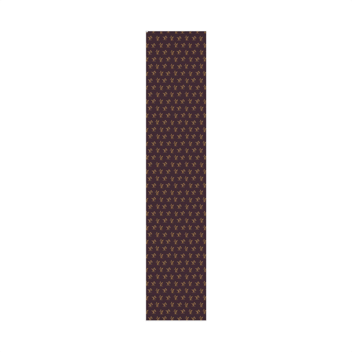 Elegant holiday wrapping paper with gold reeds and ducks on deep plum, view 2