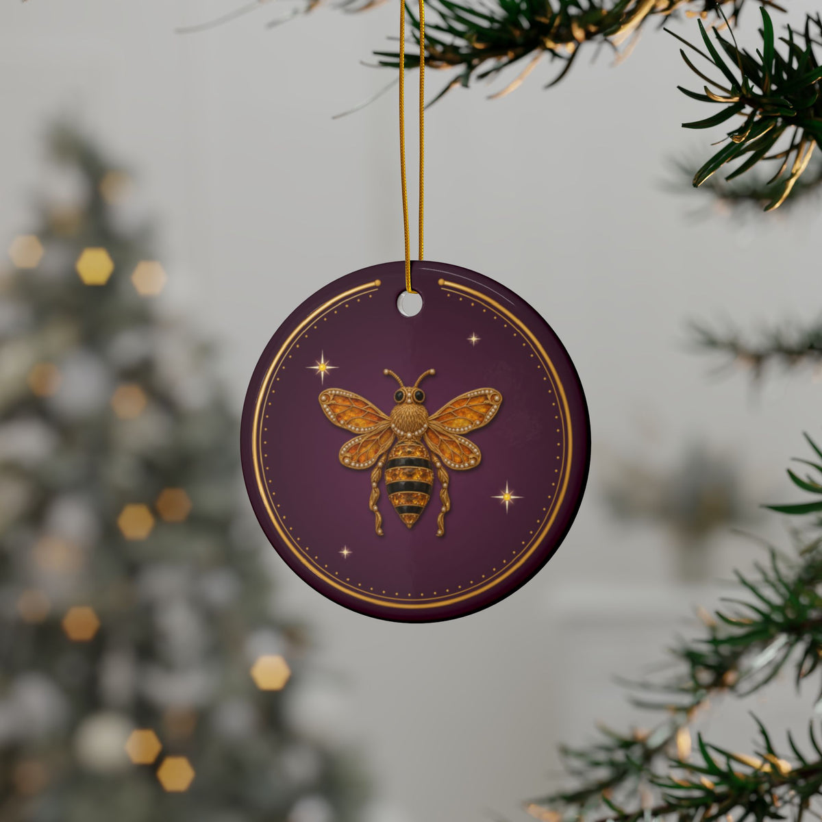 Personalized Christmas Ornament, November Birthstone Gift, Citrine Honeybee Keepsake Ornament 2026, Custom Name & Year, Gift for Mom
