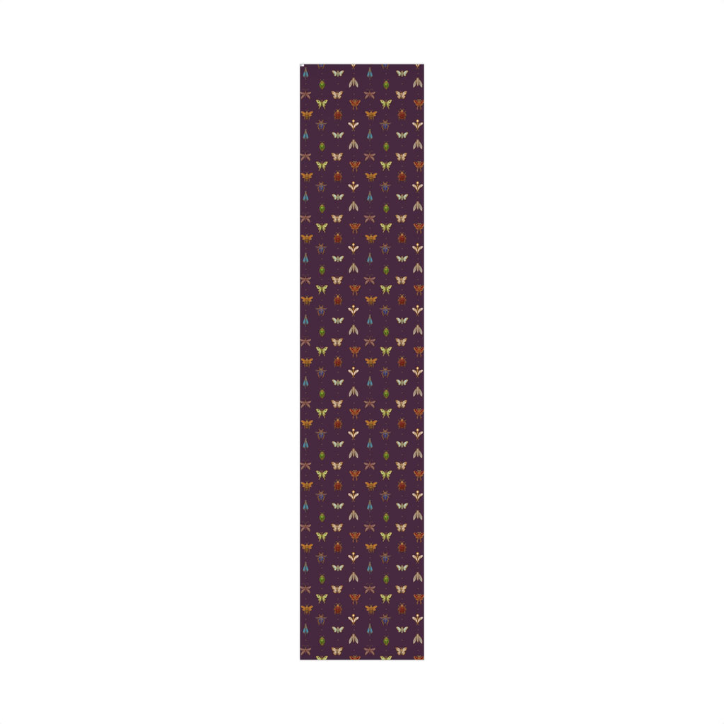 Jeweled Insect Wrapping Paper, Deep Plum Gift Wrap, Vintage Brooch Bug Pattern, Luxe Holiday & Bridal Shower Wrap