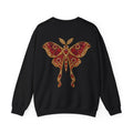 July birthstone sweatshirt with jeweled ruby moth brooch art and personalized monogram, view 3