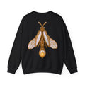 June birthstone sweatshirt with jeweled pearl firefly brooch art and personalized monogram, view 3