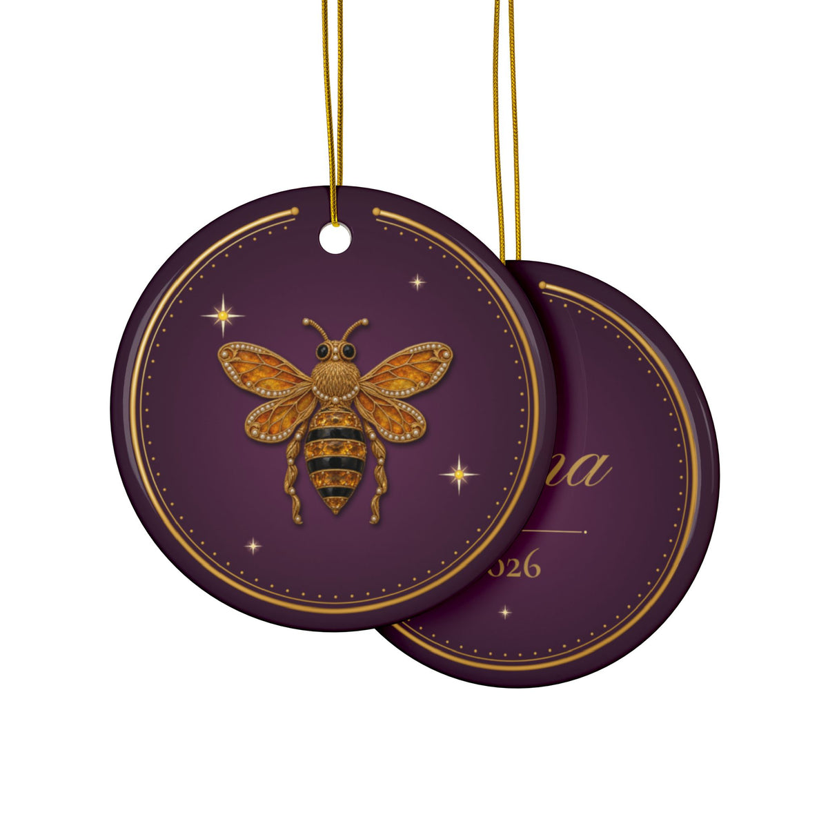Personalized Christmas Ornament, November Birthstone Gift, Citrine Honeybee Keepsake Ornament 2026, Custom Name & Year, Gift for Mom