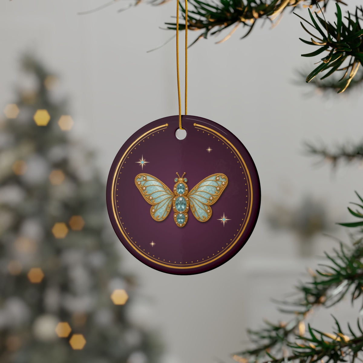 Personalized Christmas Ornament, March Birthstone Gift, Aquamarine Hoverfly Keepsake Ornament 2026, Custom Name & Year, Gift for Mom