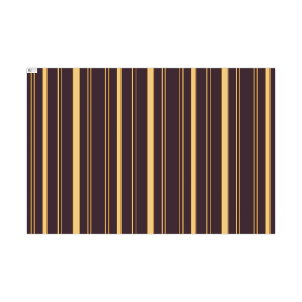 1960s-inspired gold stripe wrapping paper on deep plum, view 9