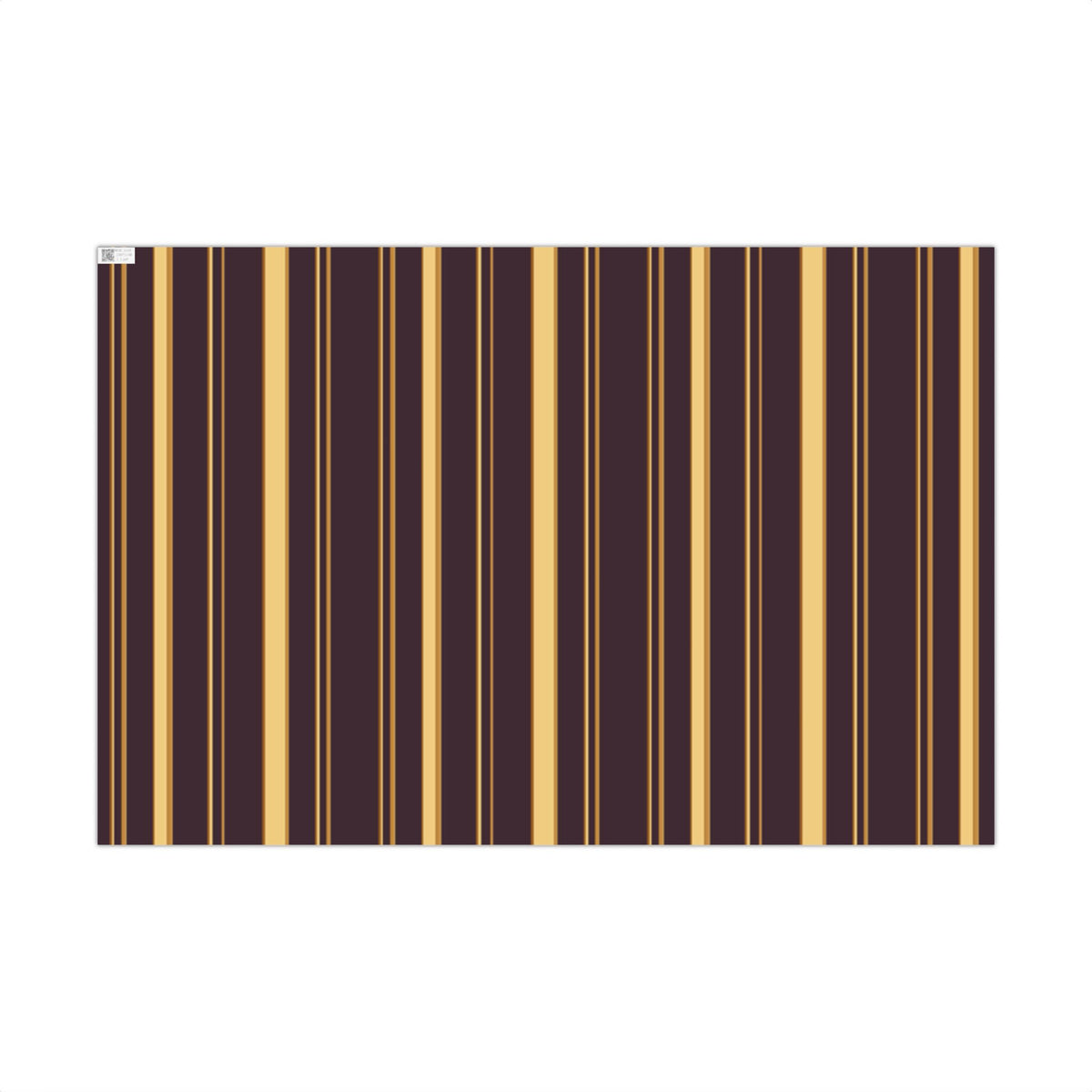 1960s-inspired gold stripe wrapping paper on deep plum, view 9