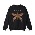 February birthstone sweatshirt with jeweled amethyst lacewing brooch art and personalized monogram, view 3