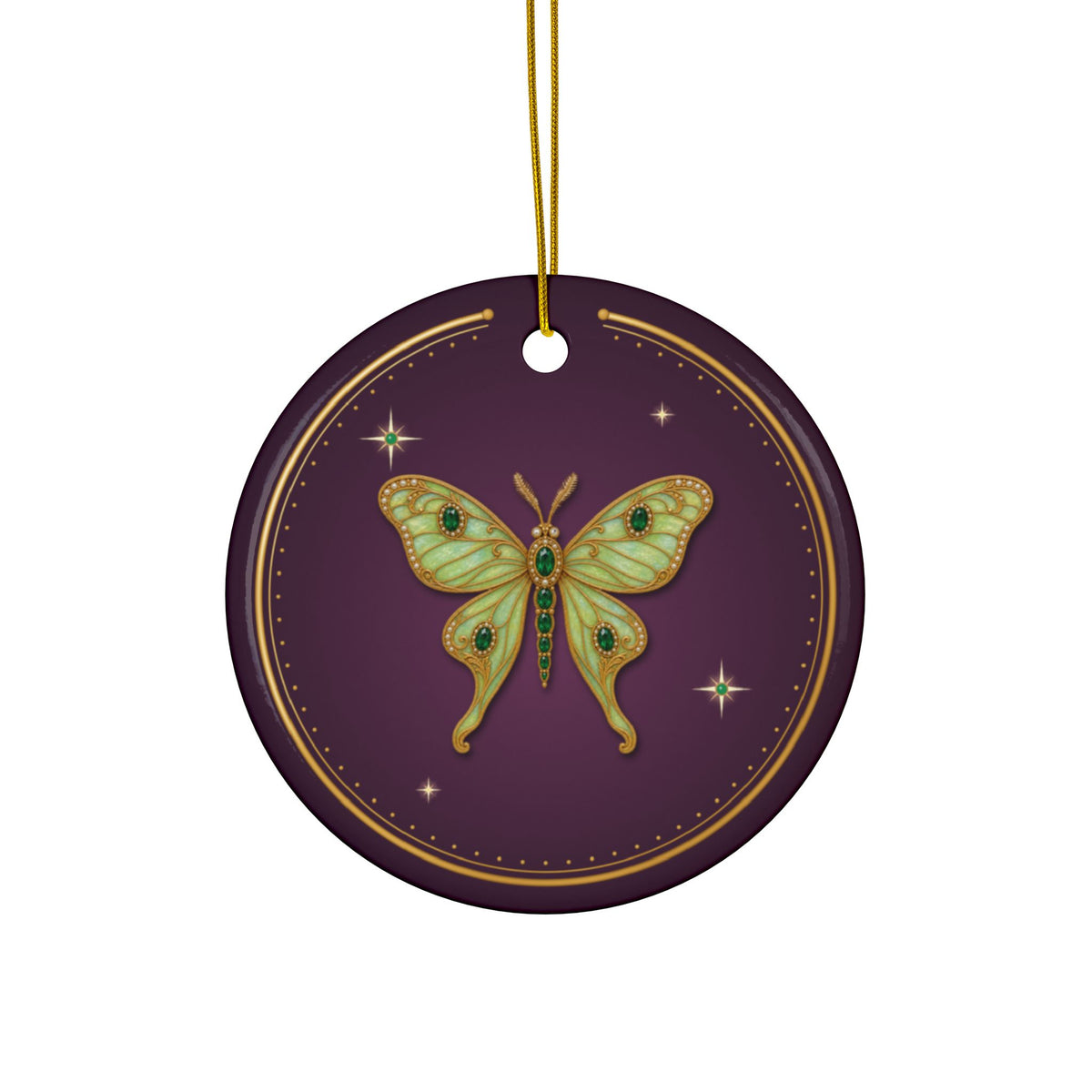 Personalized Christmas Ornament, May Birthstone Gift, Emerald Luna Moth Keepsake Ornament 2026, Custom Name & Year, Gift for Mom