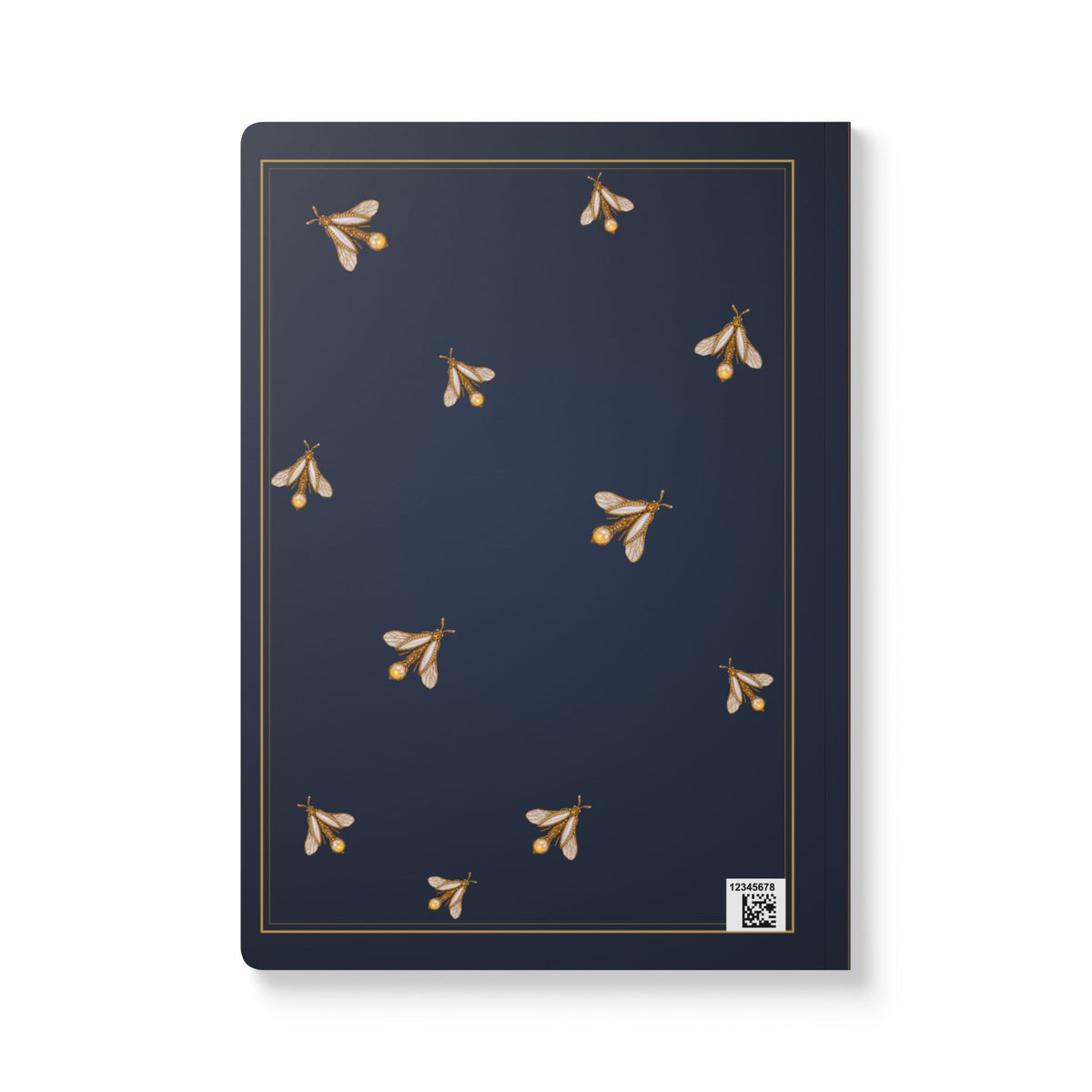 Jeweled pearl firefly journal with vintage brooch art on a navy cover, June birthstone gift, view 3