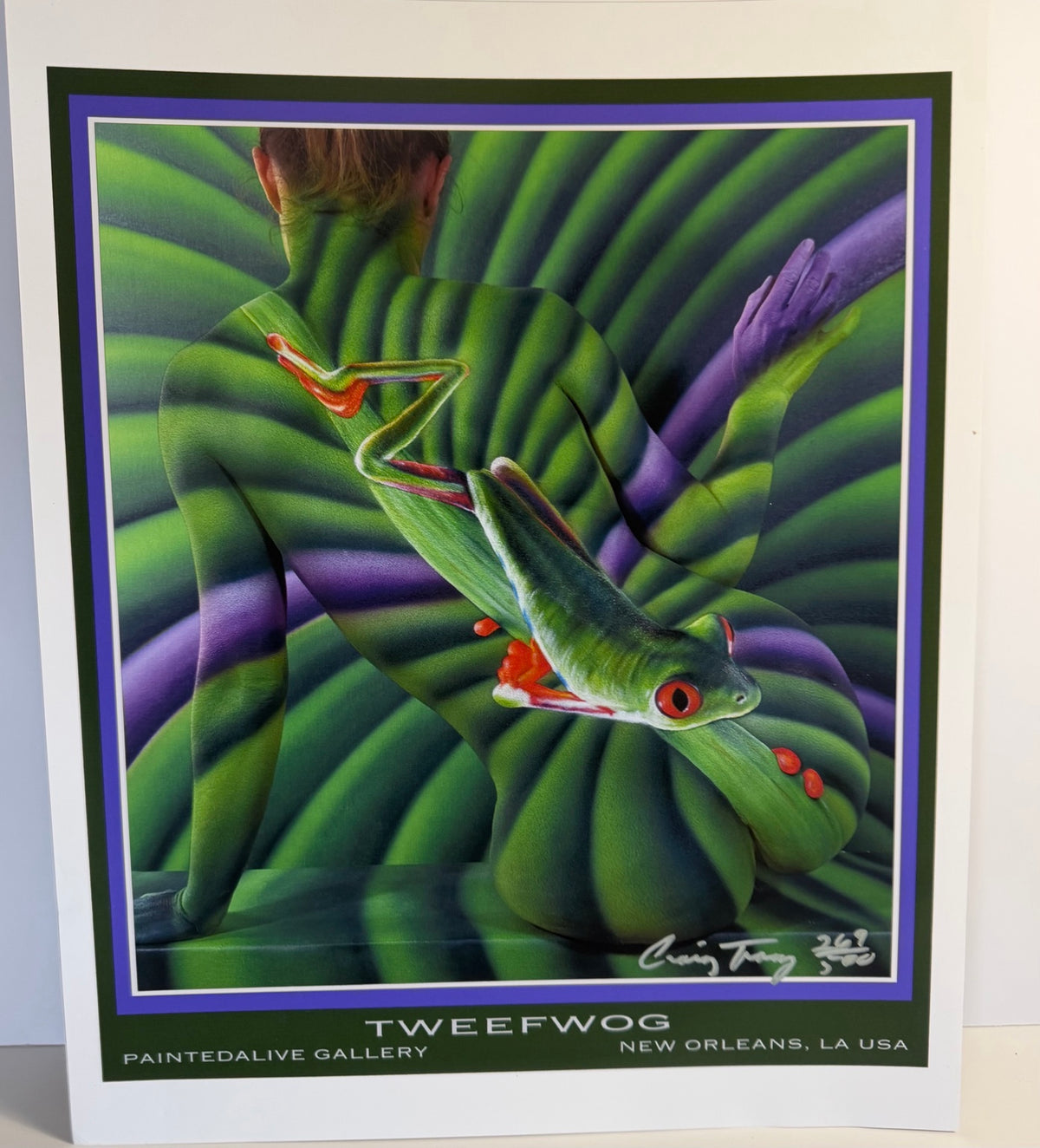 Signed and numbered Craig Tracy bodypainting art print, Tweefwog, edition 269/500