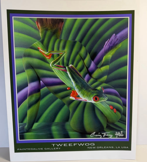 Signed and numbered Craig Tracy bodypainting art print, Tweefwog, edition 269/500