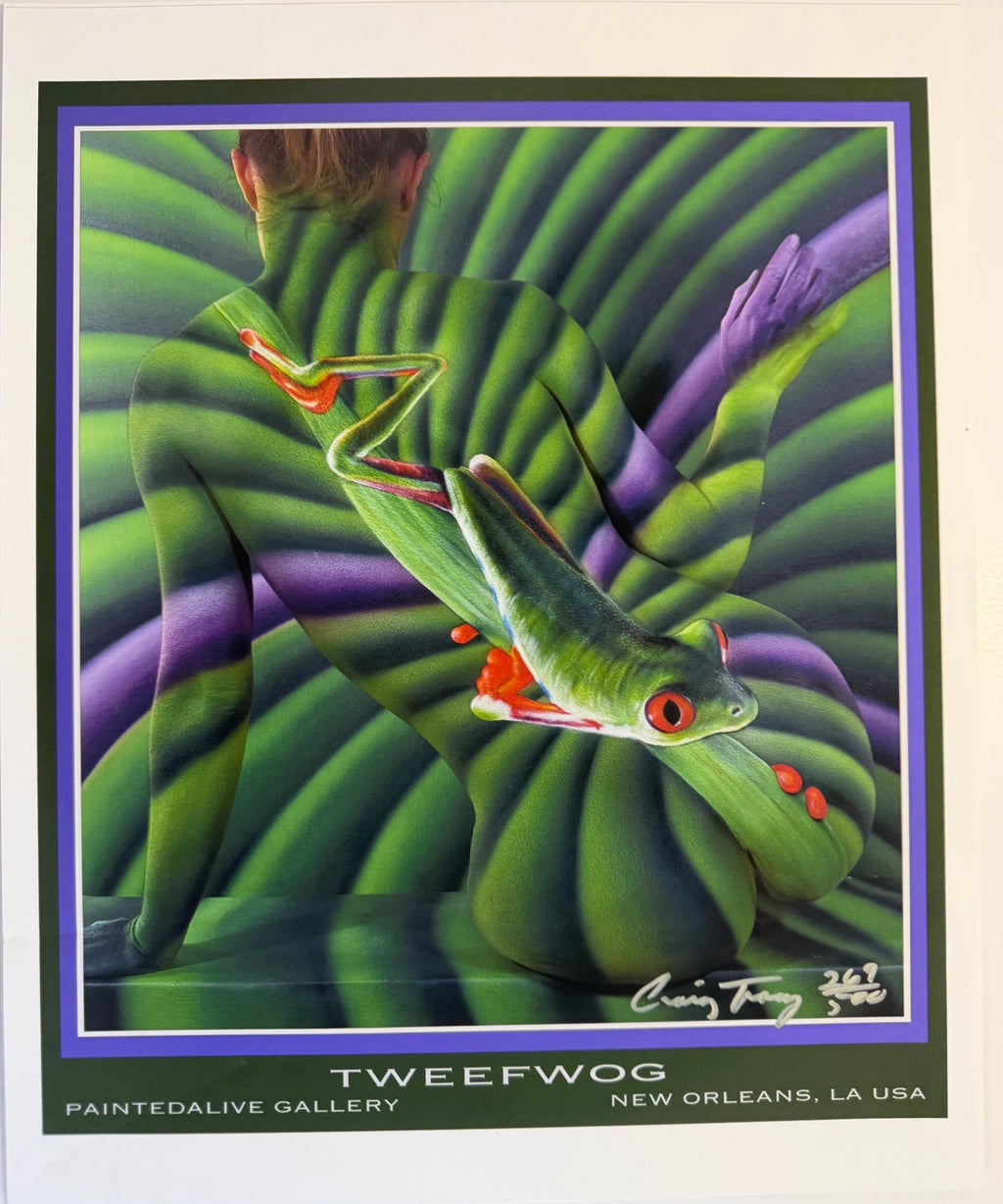 Signed and numbered Craig Tracy bodypainting art print, Tweefwog, edition 269/500, view 2