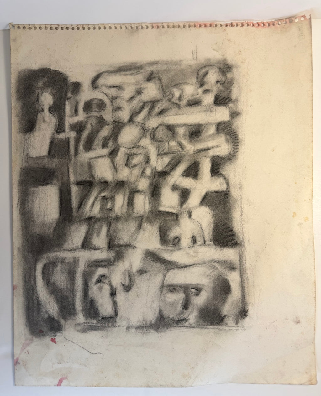 One-of-a-kind vintage charcoal drawing, modernist and figurative, from New Orleans, view 2