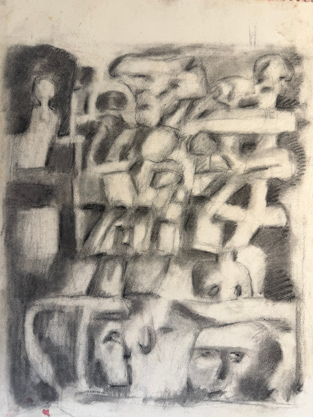 One-of-a-kind vintage charcoal drawing, modernist and figurative, from New Orleans, view 3