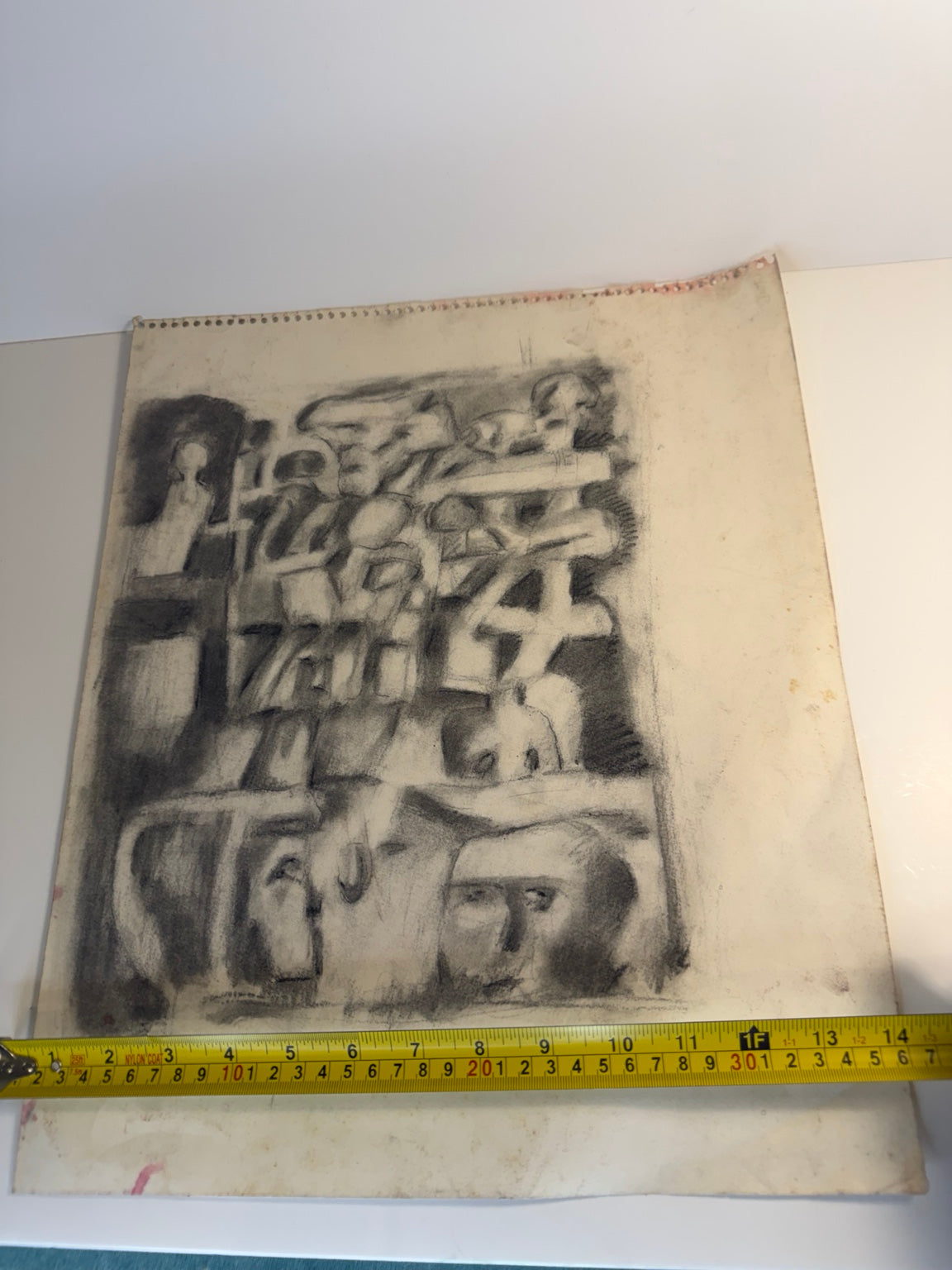 One-of-a-kind vintage charcoal drawing, modernist and figurative, from New Orleans, view 4