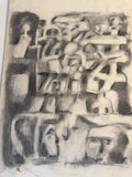 One-of-a-kind vintage charcoal drawing, modernist and figurative, from New Orleans
