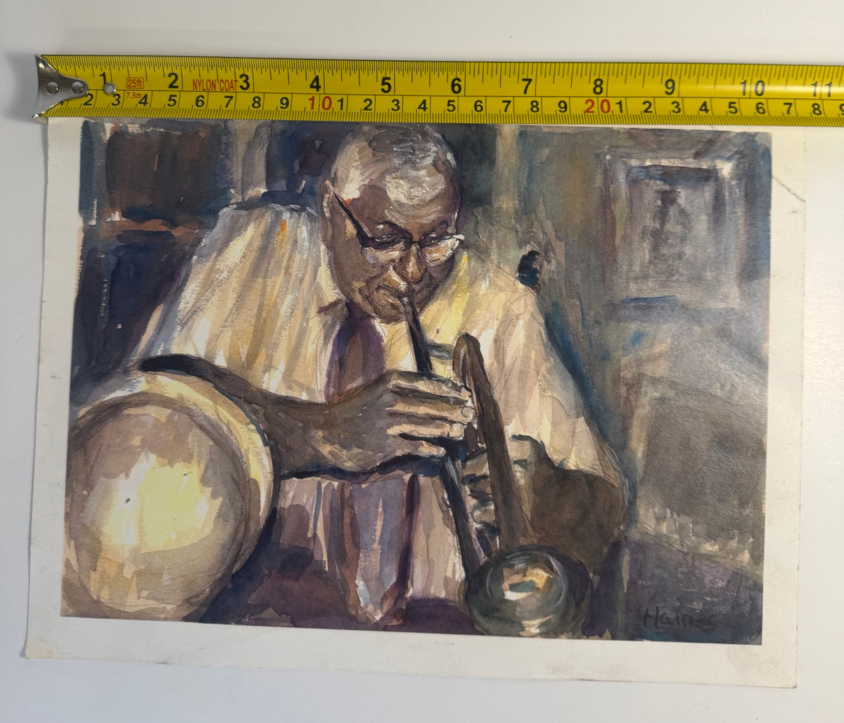 Vintage reproduction print of a New Orleans jazz musician by Fred Haines, signed in the image, view 2