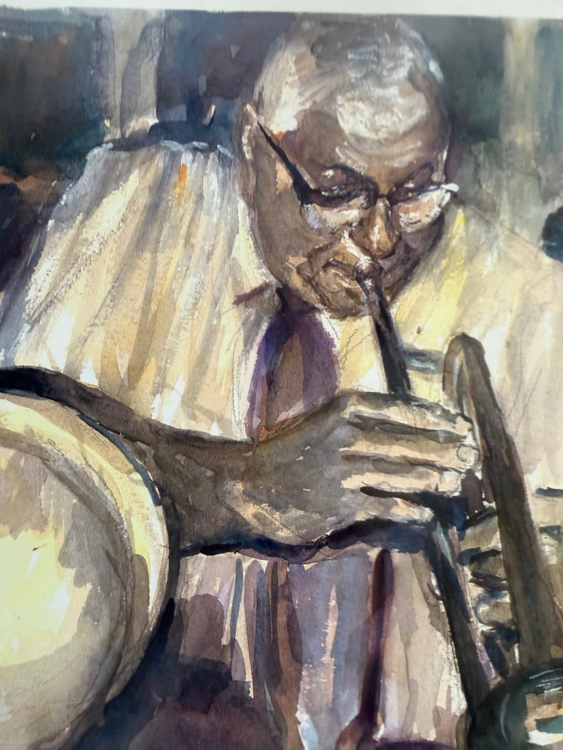 Vintage reproduction print of a New Orleans jazz musician by Fred Haines, signed in the image, view 4