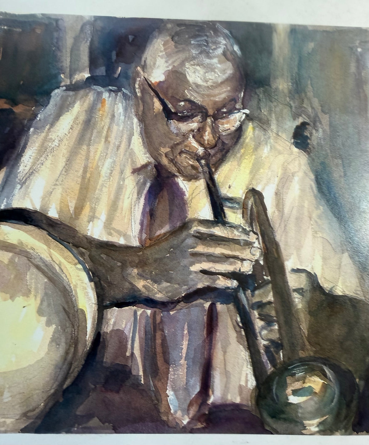 Vintage reproduction print of a New Orleans jazz musician by Fred Haines, signed in the image, view 5