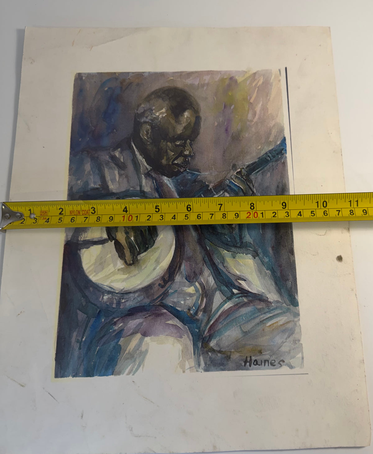 Vintage 11x14 reproduction print of a New Orleans banjo player by Fred Haines, signed in the image, view 4