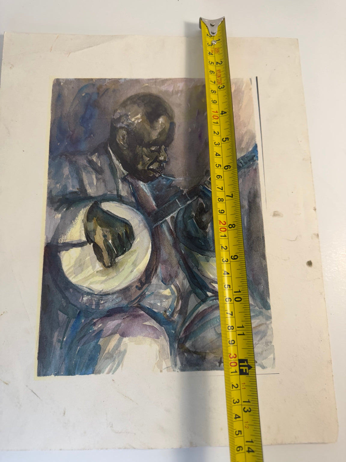 Vintage 11x14 reproduction print of a New Orleans banjo player by Fred Haines, signed in the image, view 5