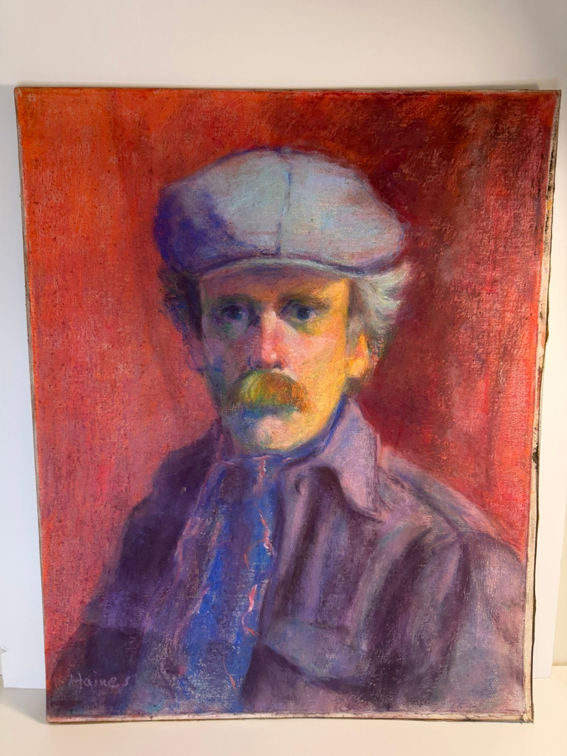 Colorful signed original portrait by New Orleans artist Fred Haines