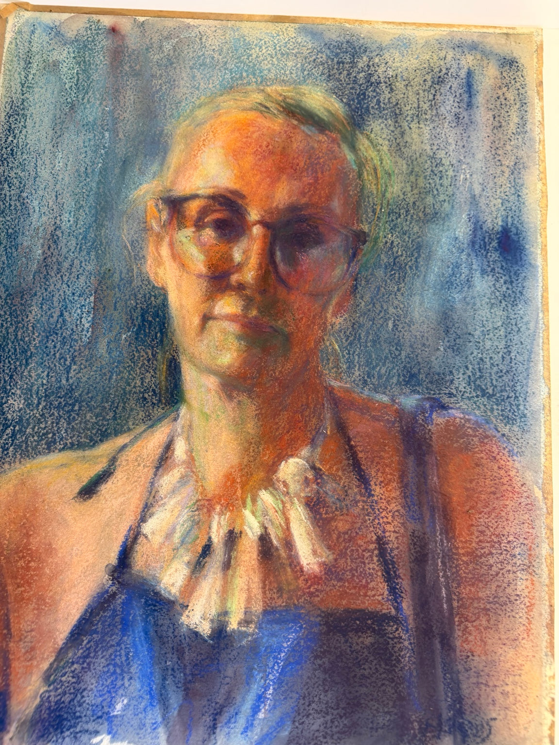 Original signed pastel portrait of a woman by Fred Haines