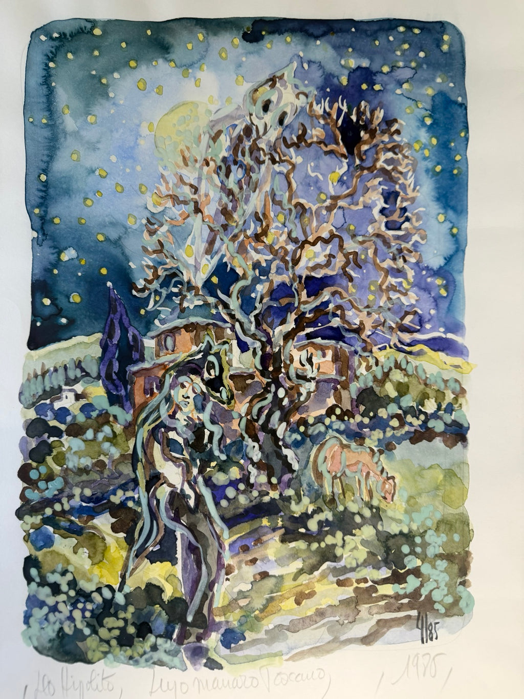 Vintage 1986 limited edition art print, number 4 of 85: Lupo Mannaro Toscano, view 5