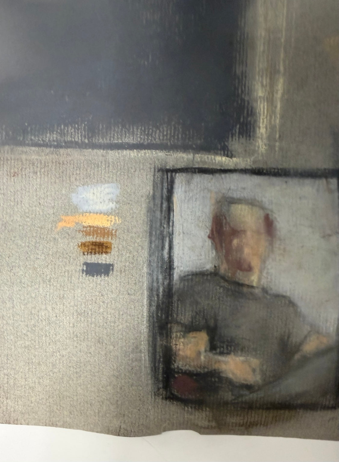 Original vintage 18x24 pastel and charcoal portrait of a man, with Fred Haines collection provenance, view 3
