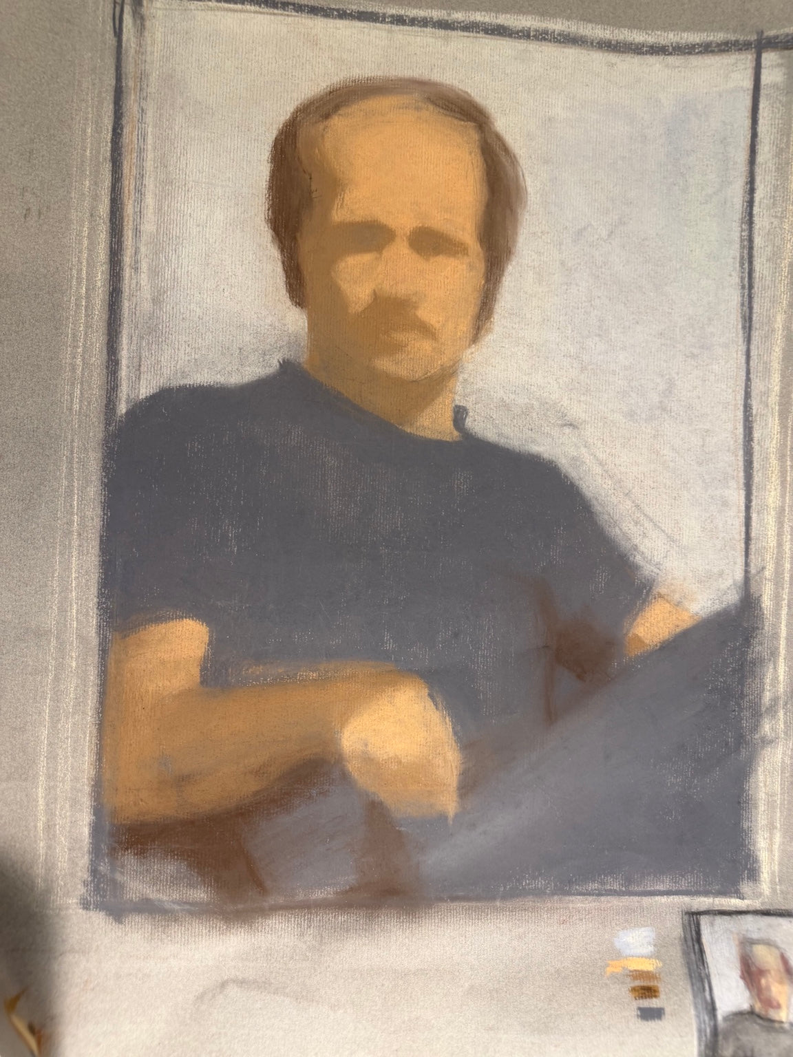 Original vintage 18x24 pastel and charcoal portrait of a man, with Fred Haines collection provenance, view 5