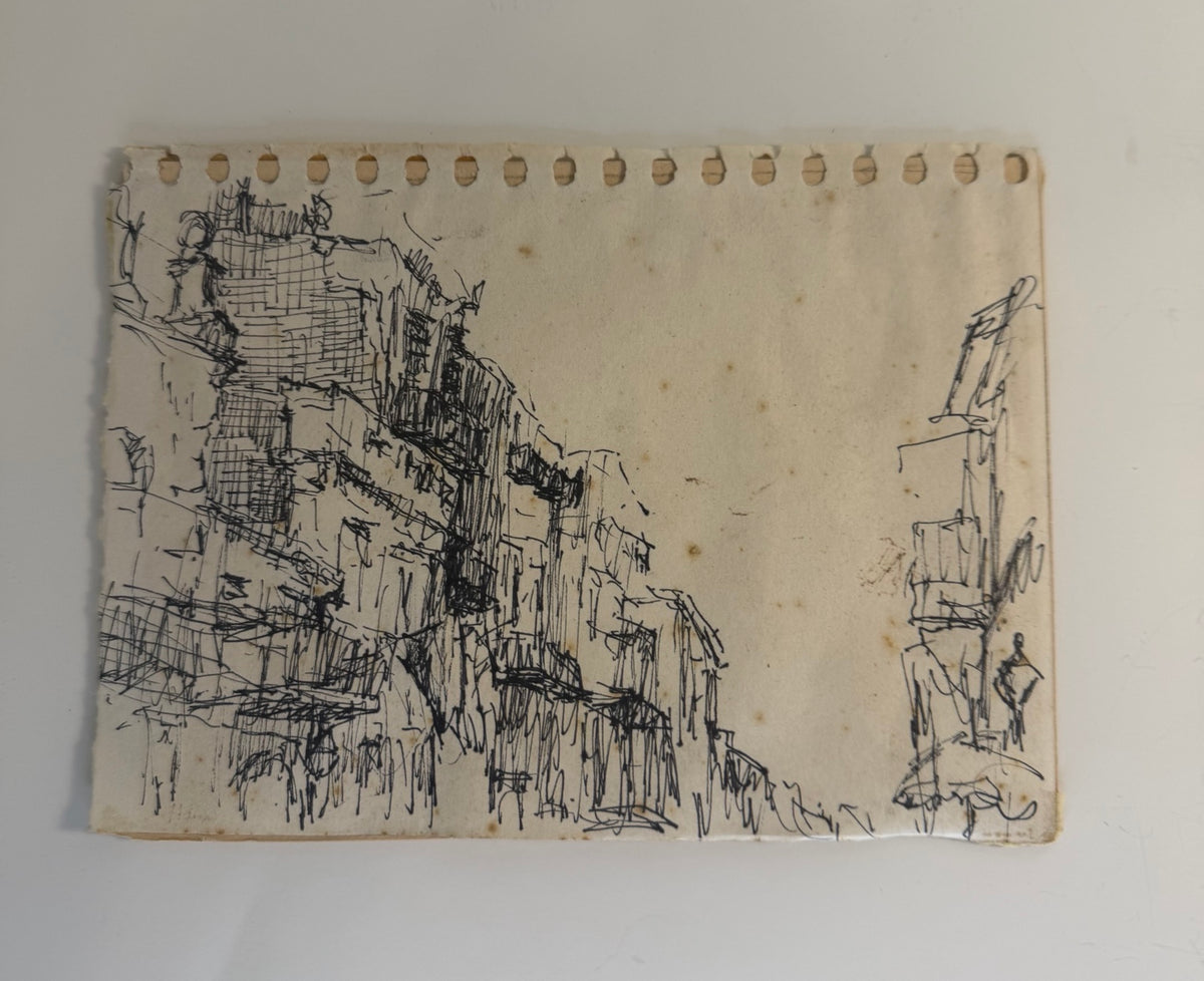Original vintage pen and ink architectural sketch from the Fred Haines collection, view 2