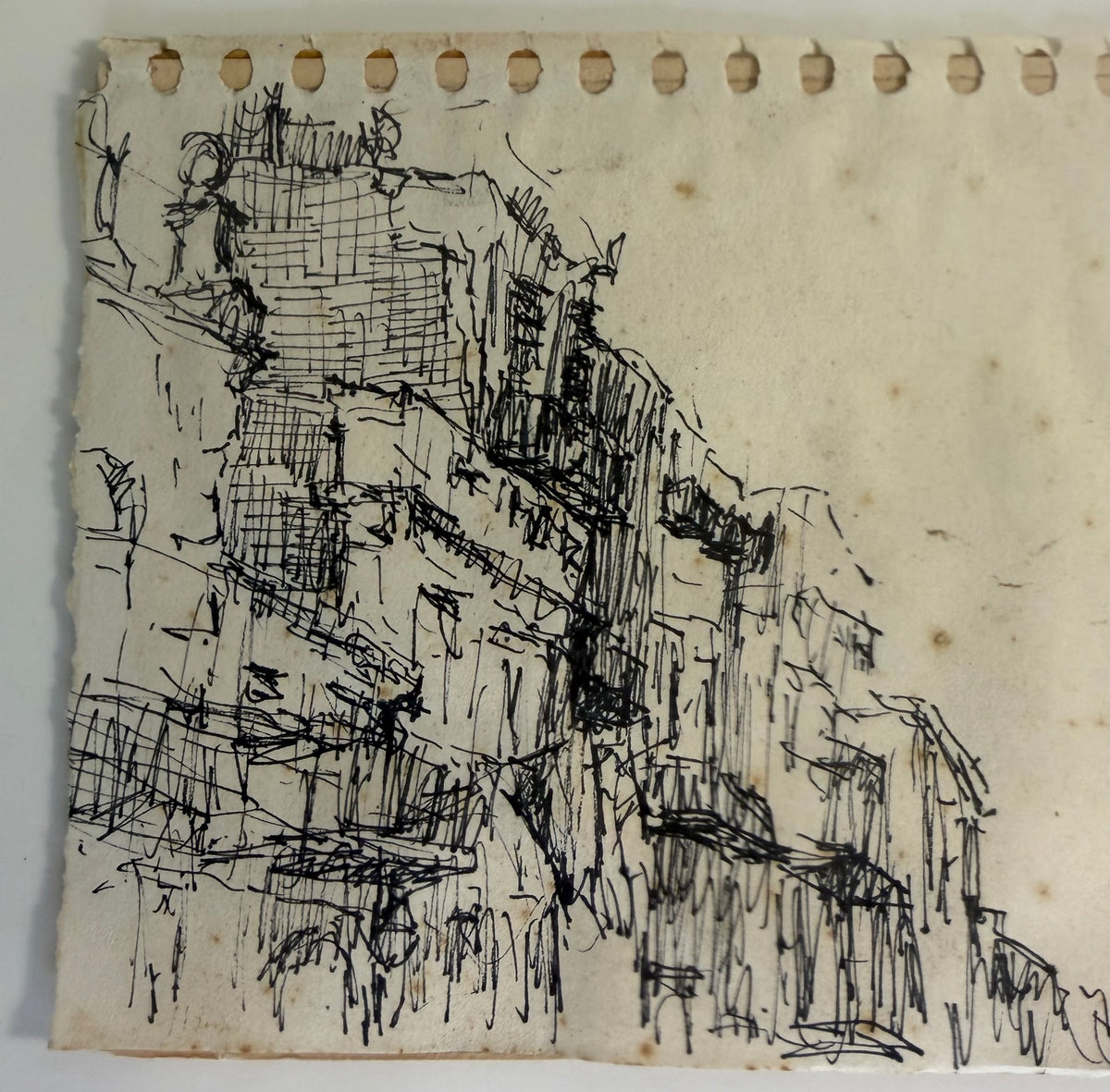 Original vintage pen and ink architectural sketch from the Fred Haines collection, view 3
