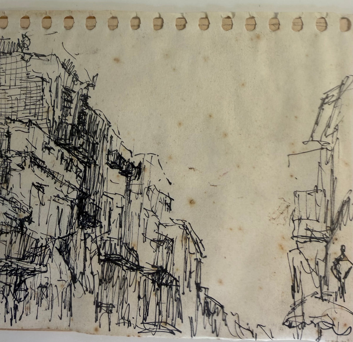 Original vintage pen and ink architectural sketch from the Fred Haines collection