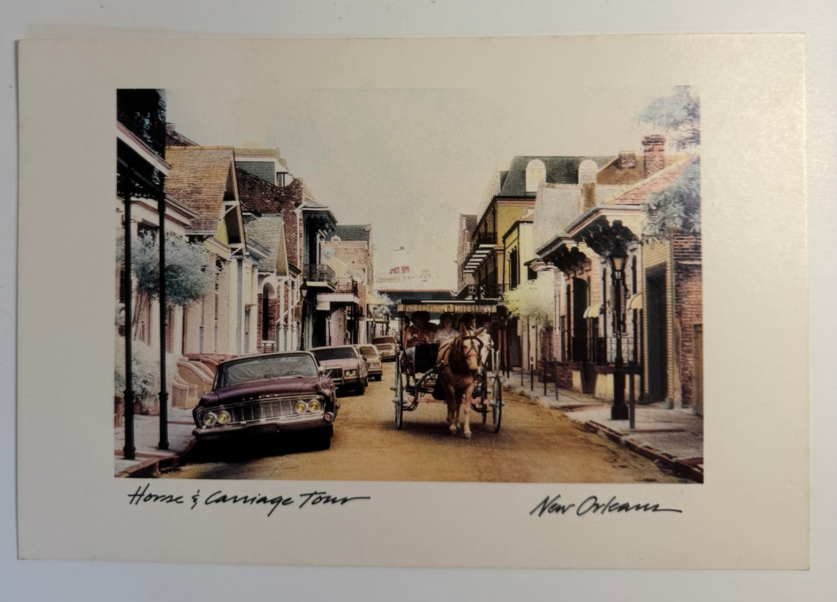 Set of 4 vintage 1986 hand-tinted New Orleans postcards of the French Quarter, Jackson Square and St. Louis Cathedral, view 4